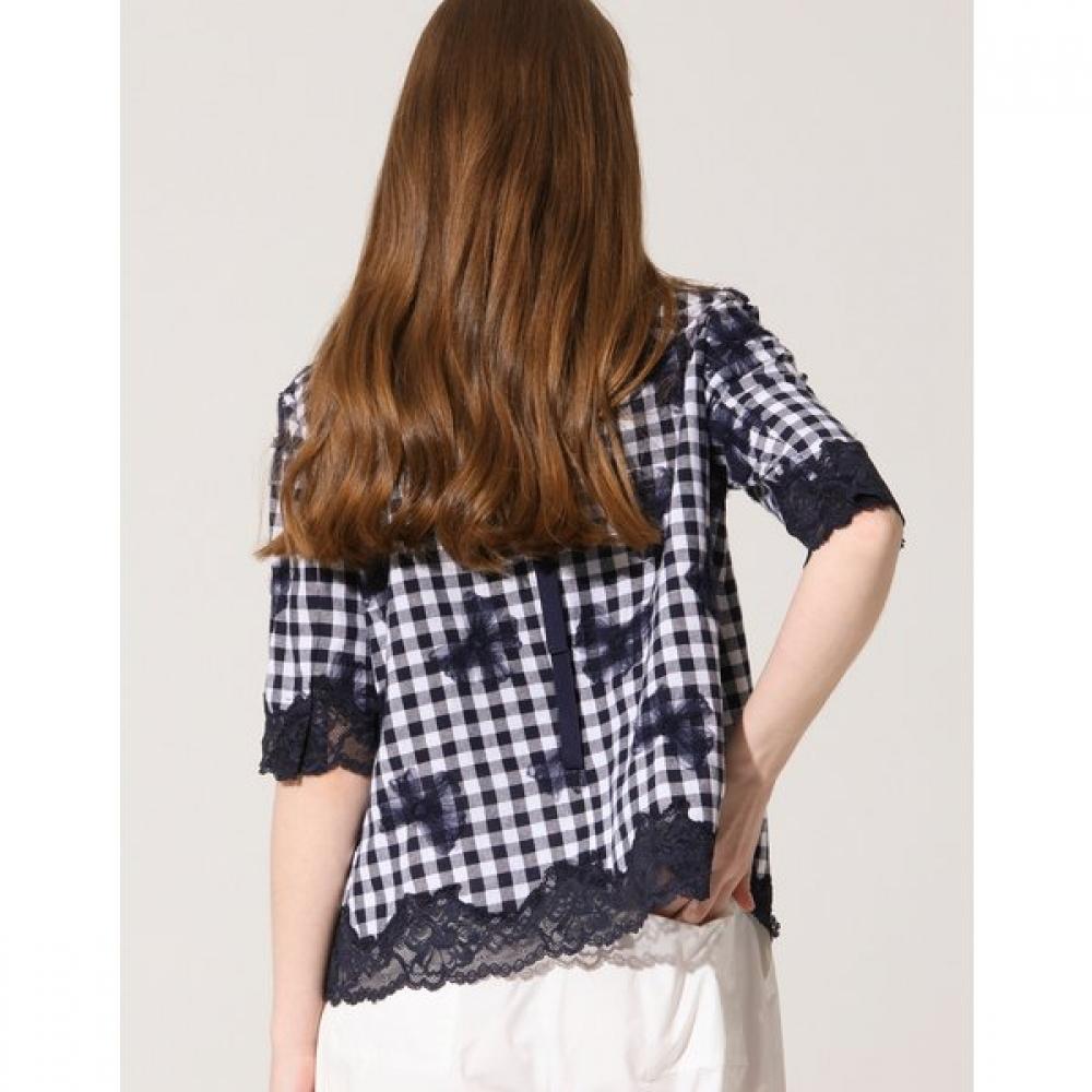 Son Jung Wan Women Check Flower Lace Blouse Zbl6262170