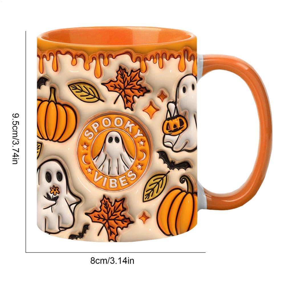 Halloween Gift Ceramic Ghost Mug 3D Milk Mug with Handle Ceramic Tea Mug 350ml Spooky Espresso Cup for Coffee Tea Milk Beverages