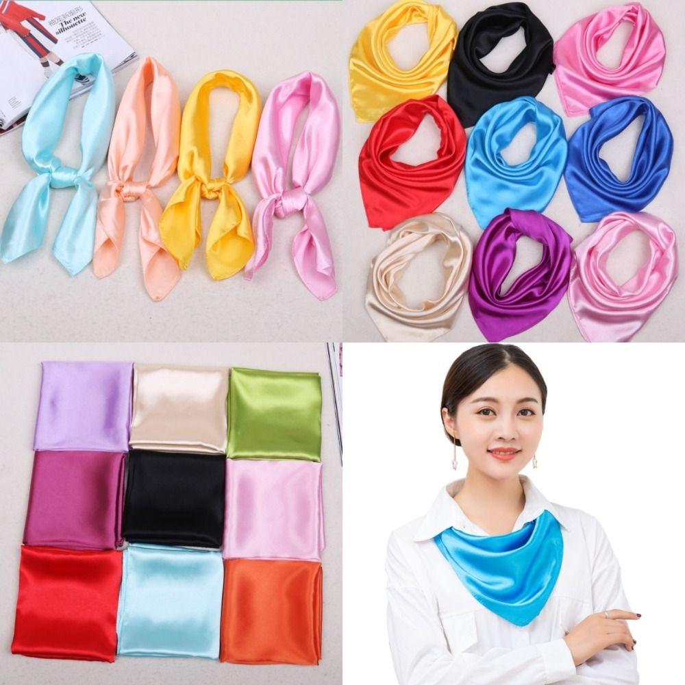 60*60cm Silk Scarf Imitation Silk Satin Square Scarf Luxurious Small Square Satin  Workers