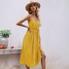 Polka Dot Suspender Skirt Medium and Long Lace-up Pleated Dress Women