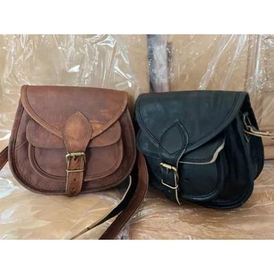 Vintage Saddle Leather Messenger Shoulder Crossbody Handmade Leather Bag Choose Black/Brown
