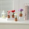Lot de 1 ou 2 pots de fleurs tricotés à la main en forme de cœur rouge, imitation plante en pot, pour la Saint-Valentin, décoration de bureau ou de maison