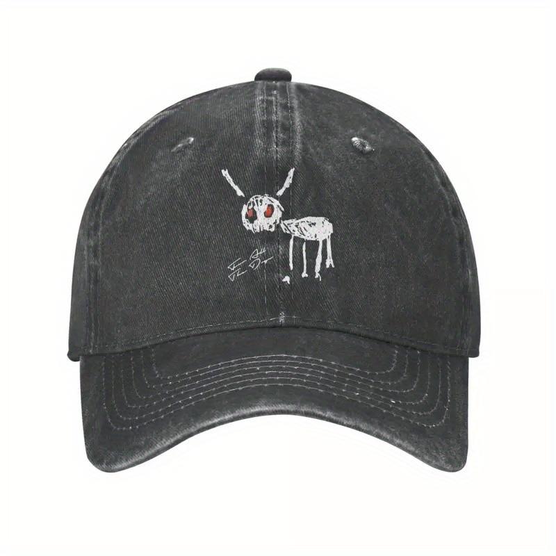 Drake RapperInspired Vintage Distressed Trucker Hat Adjustable Snapback Black with White Graphic Design One Size