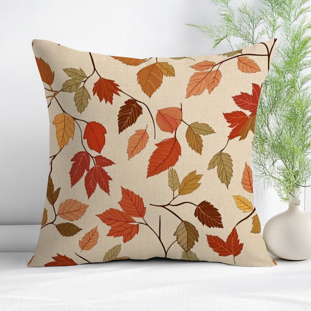 45X45Cm Maple Leaves Pillowcase Imitation Of Linen Cushion Case 100% Polyester Living Room Bedroom Sofa Home Room Decoration