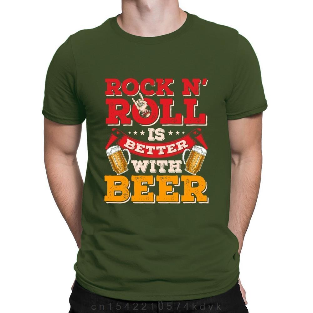 Funny Rock N Roll Beer Music Party High Quality Printing T-shirt Leisure Crew Neck Hot Sale Designing Hip Hop Tops Summer Latest