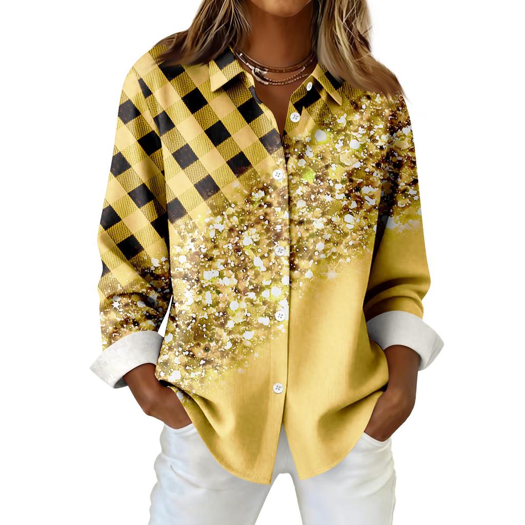 Dámská košile halenka s potiskem tlačítka s dlouhým rukávem ležérní základní košilový límec s běžným topem