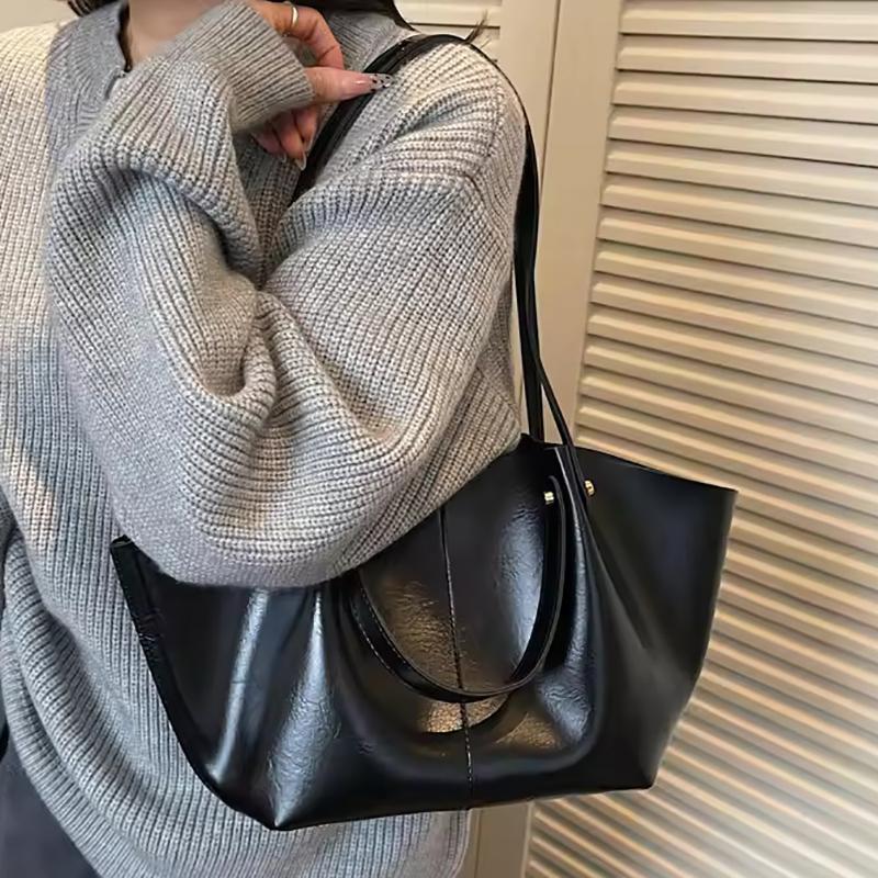 New Women's Soft Leather Tote Bag Large Capacity Single Shoulder Handbag for Daily Commute Work Casual 2025 Fashion Underarm Bag