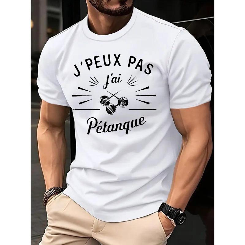 Herren Französisches Boule T-Shirt - Französischer Pétanque Meme Print Kurzarm T-Shirt, Lässiges Rundhals Sommer Outdoor Geschenk Geeignet für, Training, & Freizeitkleidung