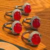 Jade Rot Beleuchtung Natürlicher Chalcedon Ring Achatring, Echte Aufnahme