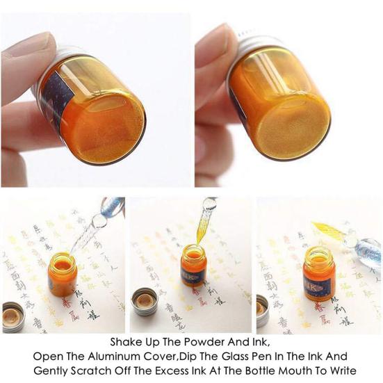 Ink Pen Easy Clean Writing Bright Color Student Gift Glass Pen