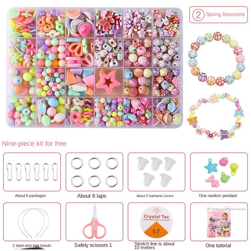 Children's Handmade Beaded Girls Wear Beads Educational Toys Diy Jewelry Bracelet Necklace Jewelry Around Beads Beads Set