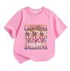 Kids Boys Girls 100% Cotton Crew Neck Short Sleeve T-Shirt, Funny Cappiccina Ballerina Coffee Cartoon Print Casual Soft Tee Tops for Daily Wear