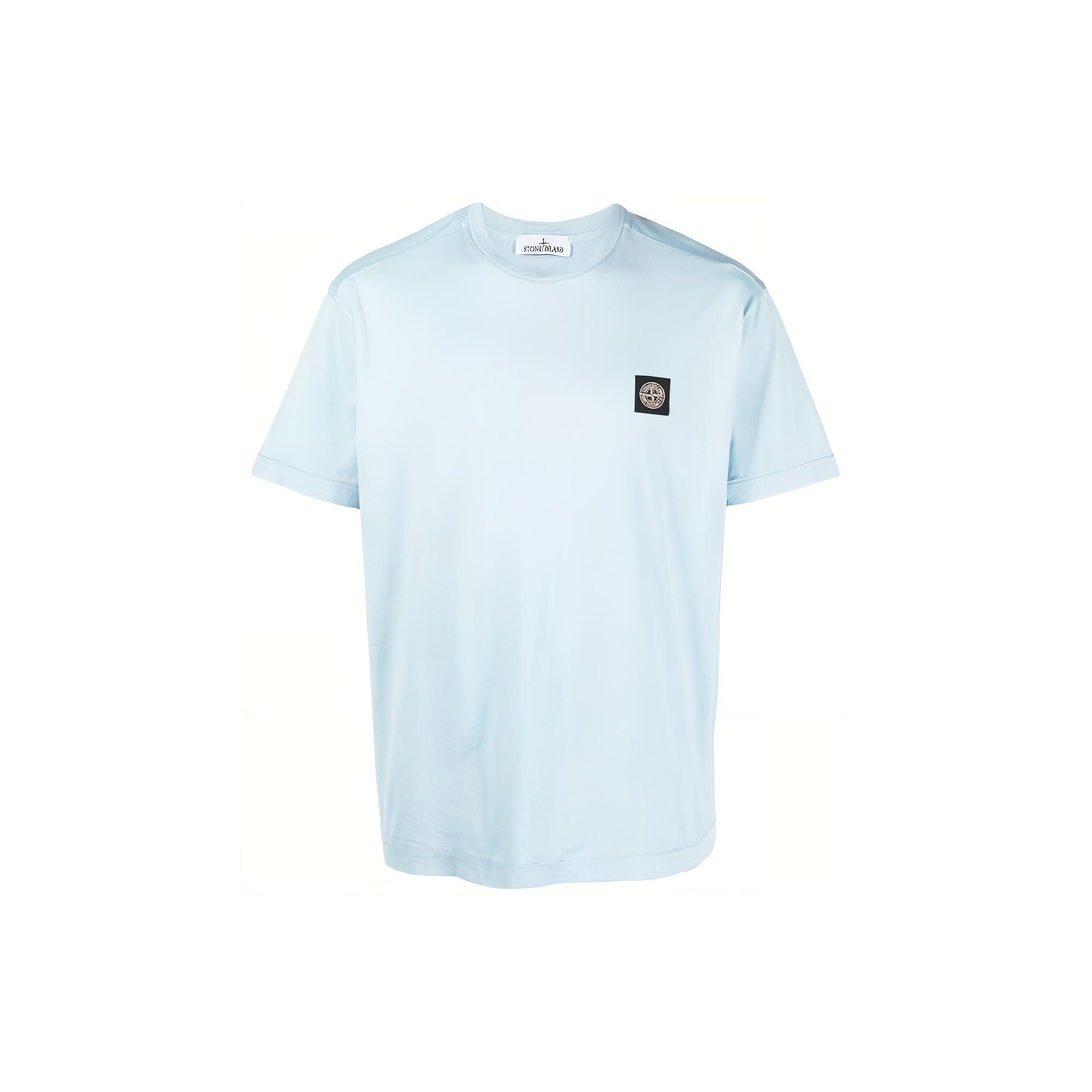 

Stone Island Logo Solid Color Crew Neck Pullover Straight Fit Short Sleeve T-Shirt Men Tops Light-Blue 791524113-V0041 S