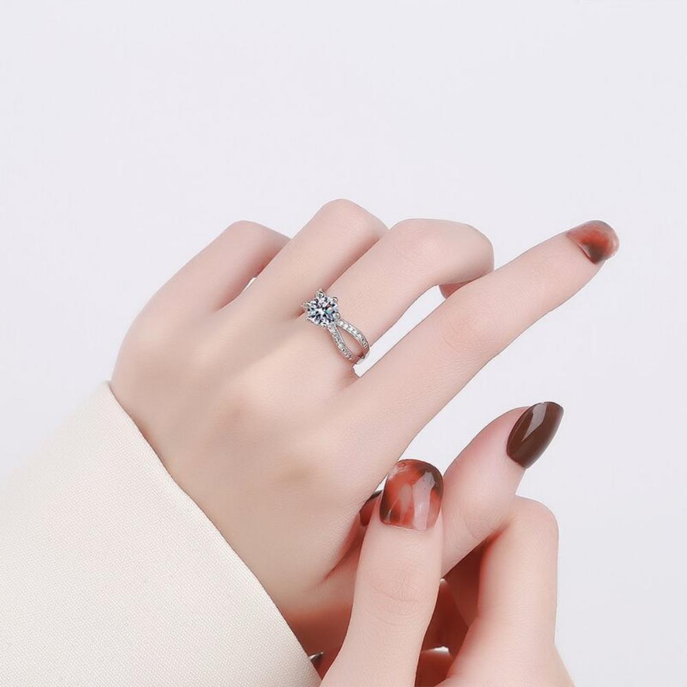 925 Sterling Silver Ring Inlaid With Aaaaa Round 1 Carat Zircon Women's Fashion Birthday Wedding Valentine's Day Jewelry Gift