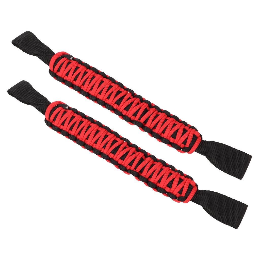 29.6cm Headrest Roll Bar Grab Handles Nonslip Paracord Handle Grips Universal for Car SUV ATV UTV RV Black Red
