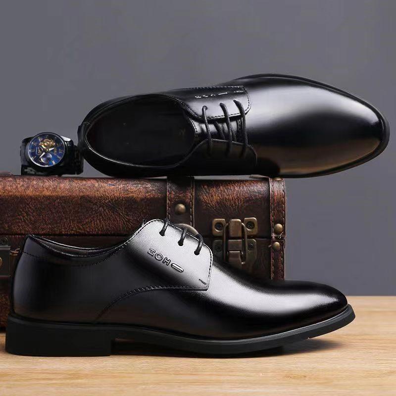 New Business Dress Leather Shoes Casual Wedding Groom British Height Increase Summer Breathable Youth Pointed