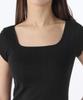 MUSINSA STANDARD WOMAN Women'S Pointel Square Neck Cap Sleeve T-Shirt [Black]