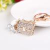 Fashion Metal Small Gift Creative Square Lady Chain Bag Shape Keychain White Rhinestone Lady Bag Accessories Automobile Gift