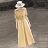 Lanseer V-Neck Short Sleeve Commuter Dress