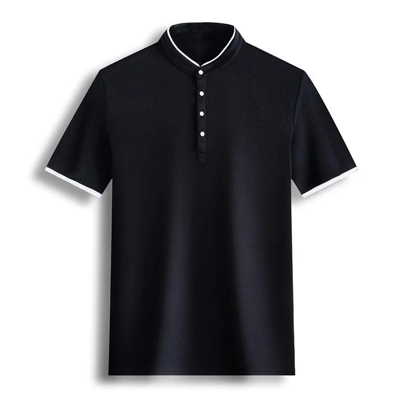 2026 Men's Casual and Fashionable Solid Color Short Sleeved Stand Up Collar T-shirt Summer Versatile and Comfortable Top