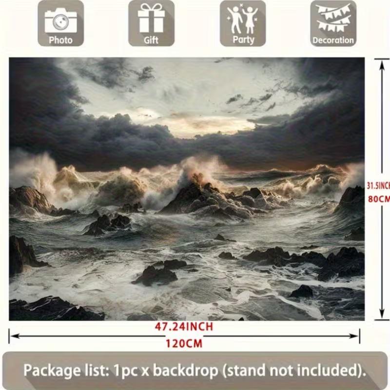 2D Dramatic Sea Storm Backdrop Photography Background Banner