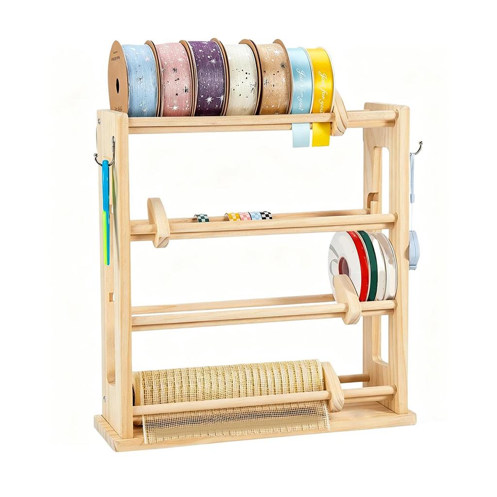 Wood Ribbon Organizer Display Sewing Thread Stand Lightweight Spool Holder Dispenser for