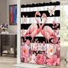 Pink Flamingo Shower Curtain Rose Butterfly Black And White Stripe Design Bathroom Decorative Shower Curtain With 12 Hooks