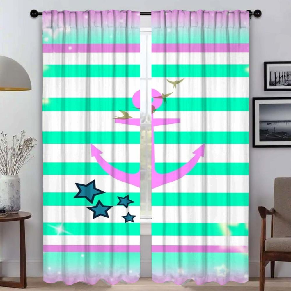 

Anchor Modern Living Room Шторы для камеры Жалюзи Шторы Оконные шторы для комнаты 2 Панель Хэллоуин Украшение Раздел Ребенок W50xH70cmx2pcs-CL