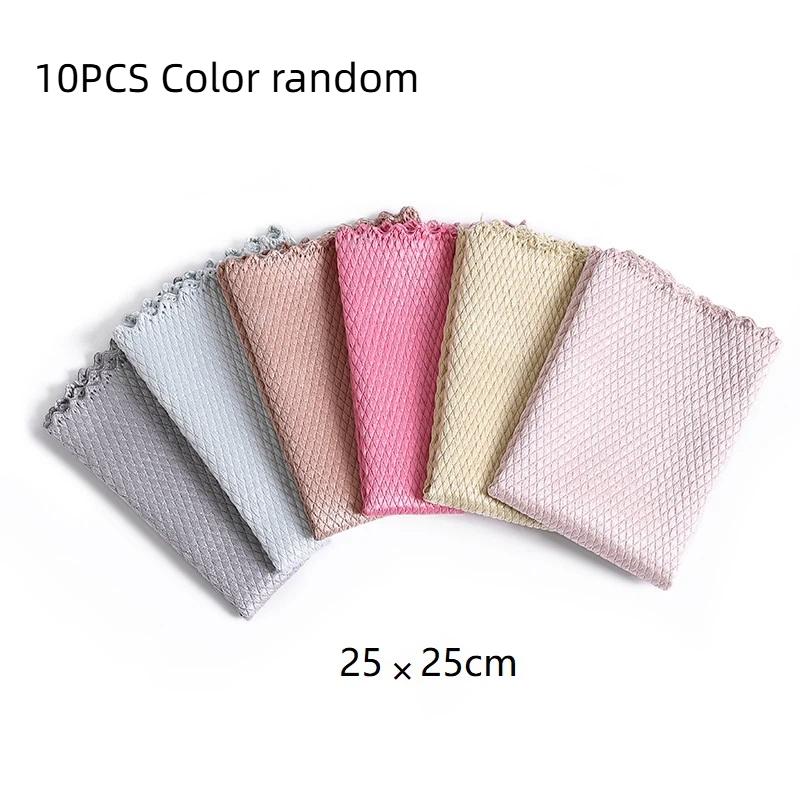 10Pcs Ultra Soft Microfiber Cleaning Cloth Absorbent Reusable Kitchen Towel