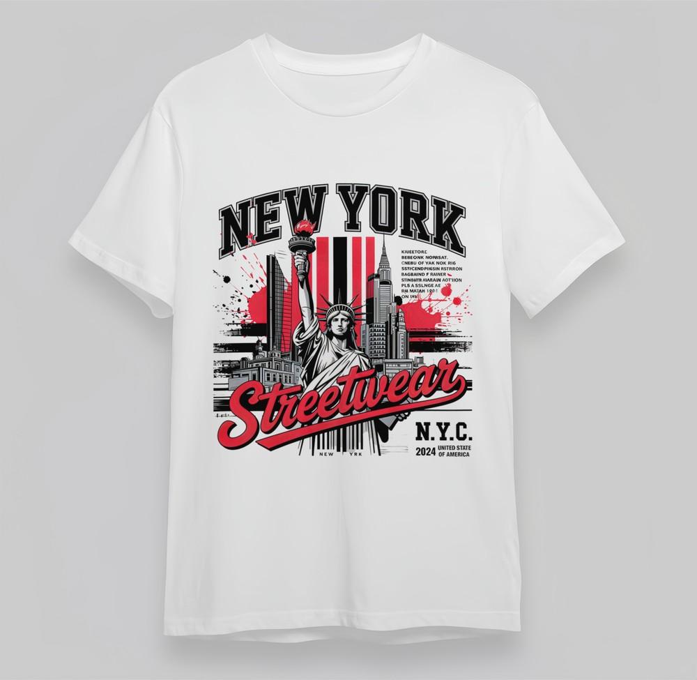 

Women s T-shirt With NYC Metropolis Pulse Graphic White 100% Cotton Oversize Tee XL