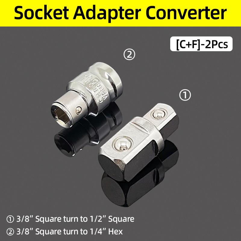 Double Square Head Socket Adapter Converter Reducer Set 1/4 3/8 1/2 Impact Drive Ratchet Wrench Socket Adaptor Repair Hand Tool