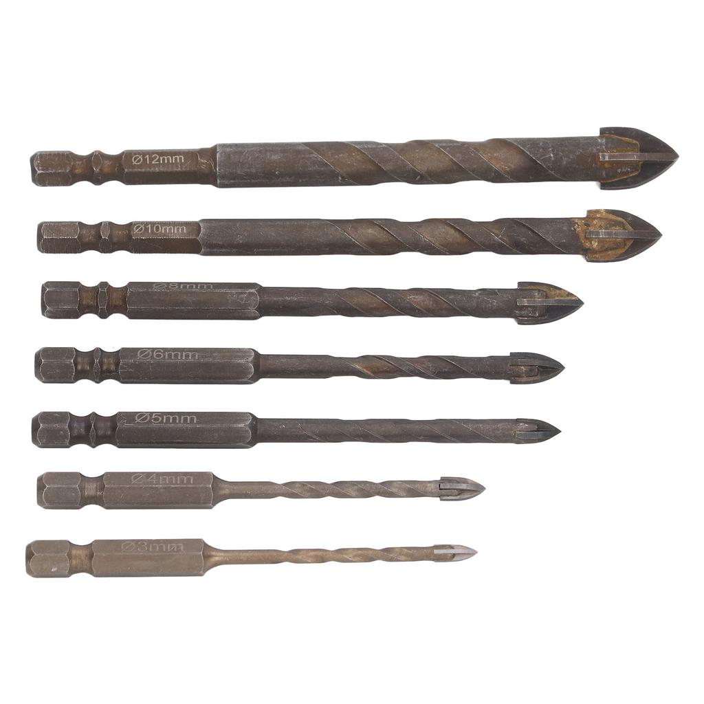 Drill Bit Set Unique Cross Design Cemented Carbide Hex Power Bits for Glass Ceramic Glass Tile Full