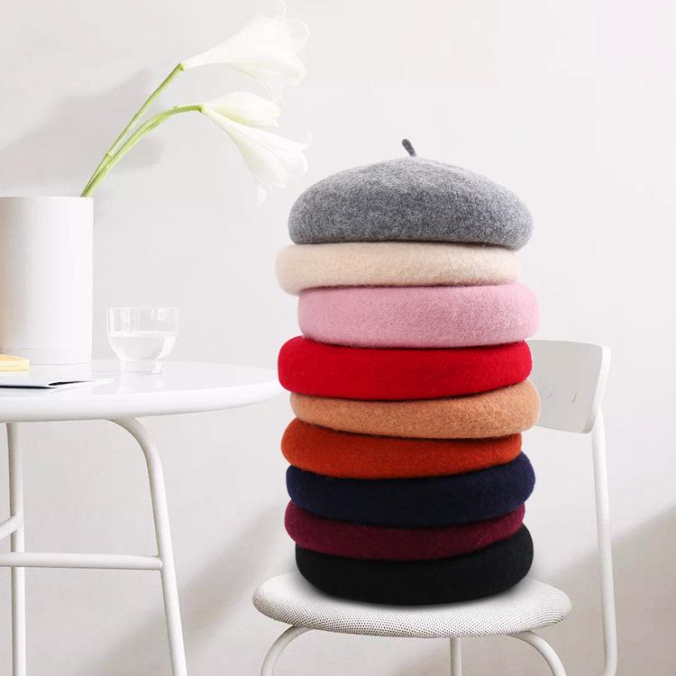 New Women's Wool Felt Beret: Autumn/Winter Warm Painter Pumpkin Hat.