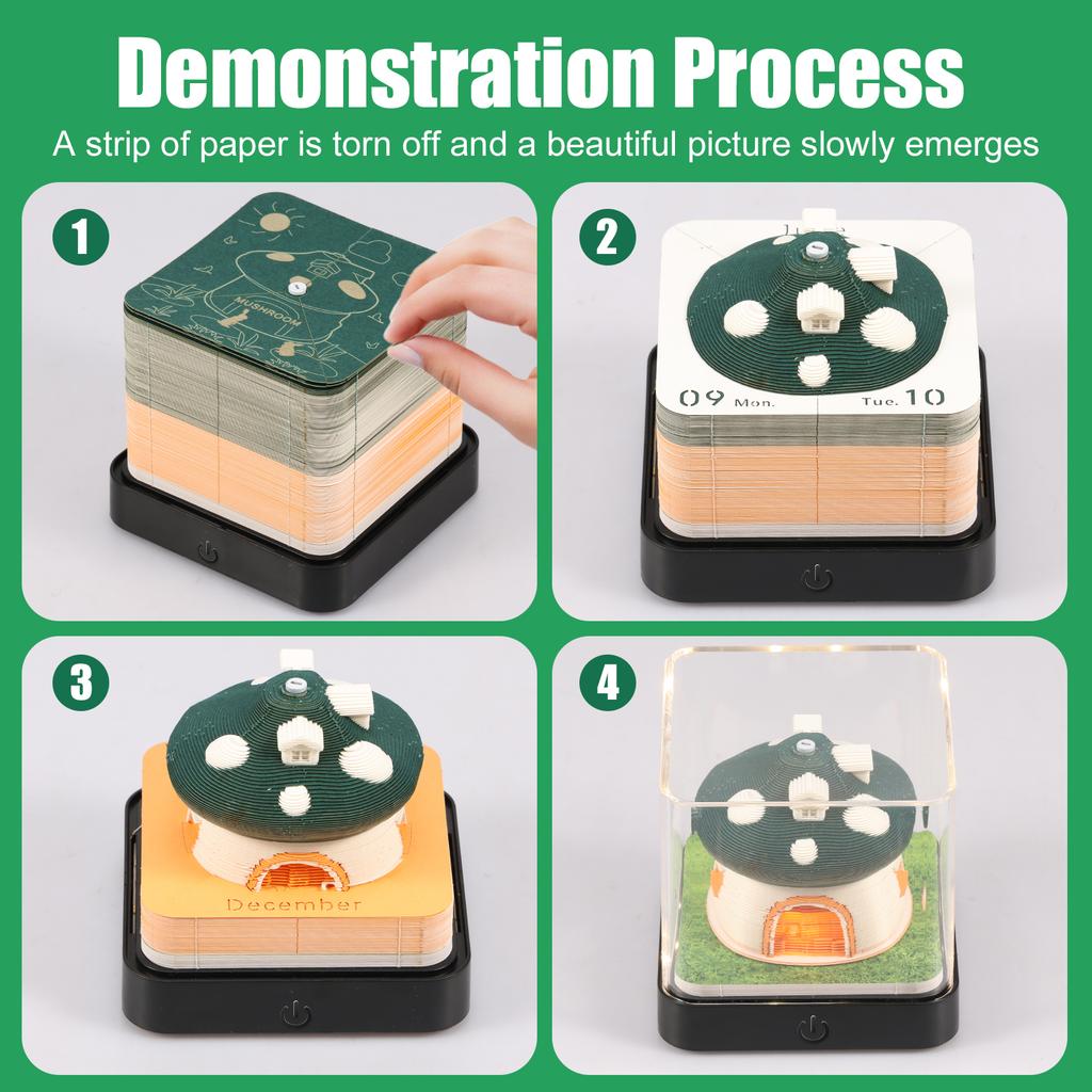 3D Schreibtischkalender Haftnotizen Abreißblock Bastelartikel Souvenirs Papier Schnitzereien Notizblock Neujahrsgeschenke Büro Dekoration