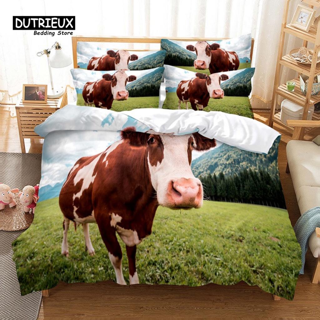 Blue Sky Cow Duvet Cover Set, Fashion Bedding Set, Soft Comfortable Breathable Duvet Cover, For Bedroom Guest Room Decor