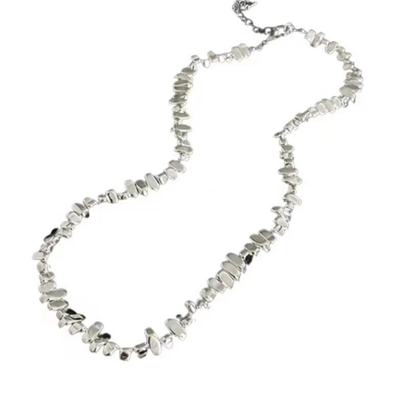 

Сладкая и крутая комбинированная цепочка с broken silver, новая популярная нишевая шейная цепочка, цепочка на ключицы, женские аксессуары для шеи