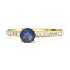 Blue Sapphire Round Soliatire Ring - 925 Sterling Silver Gold Vermeil