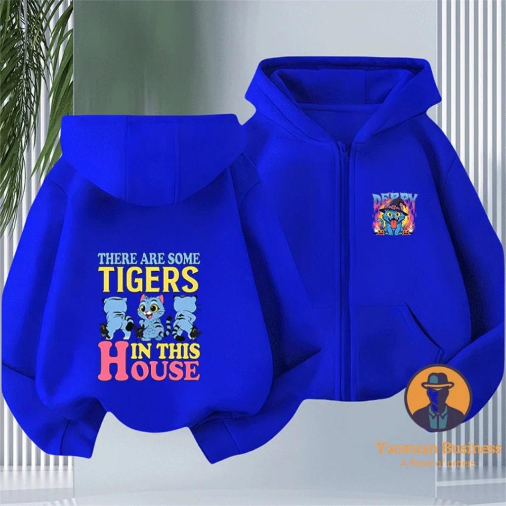 Fashionable KPop Demon Hunters Kids Boys Little Girls Zip Up Hoodie Cute Printed Cartoon Warm Windproof Autumn Winter Fashion