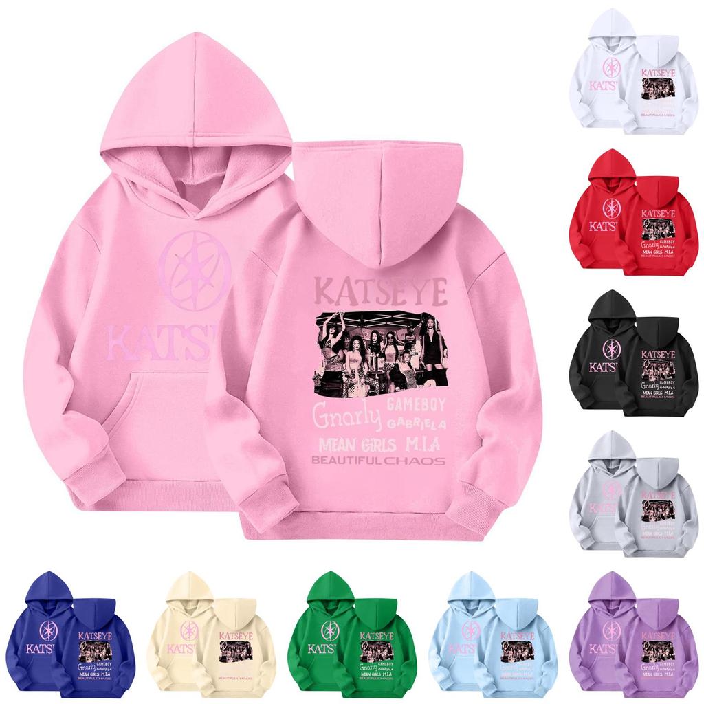 Girl Group Printed Long Sleeve Hoodie Sweatshirt for Girls Casual Everyday Wear