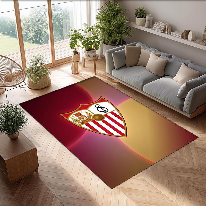 Sevilla FC Soccer Football Pattern Soft Area Rug Non Slip Indoor Floor Carpet Sports Decor Mat for Bedroom