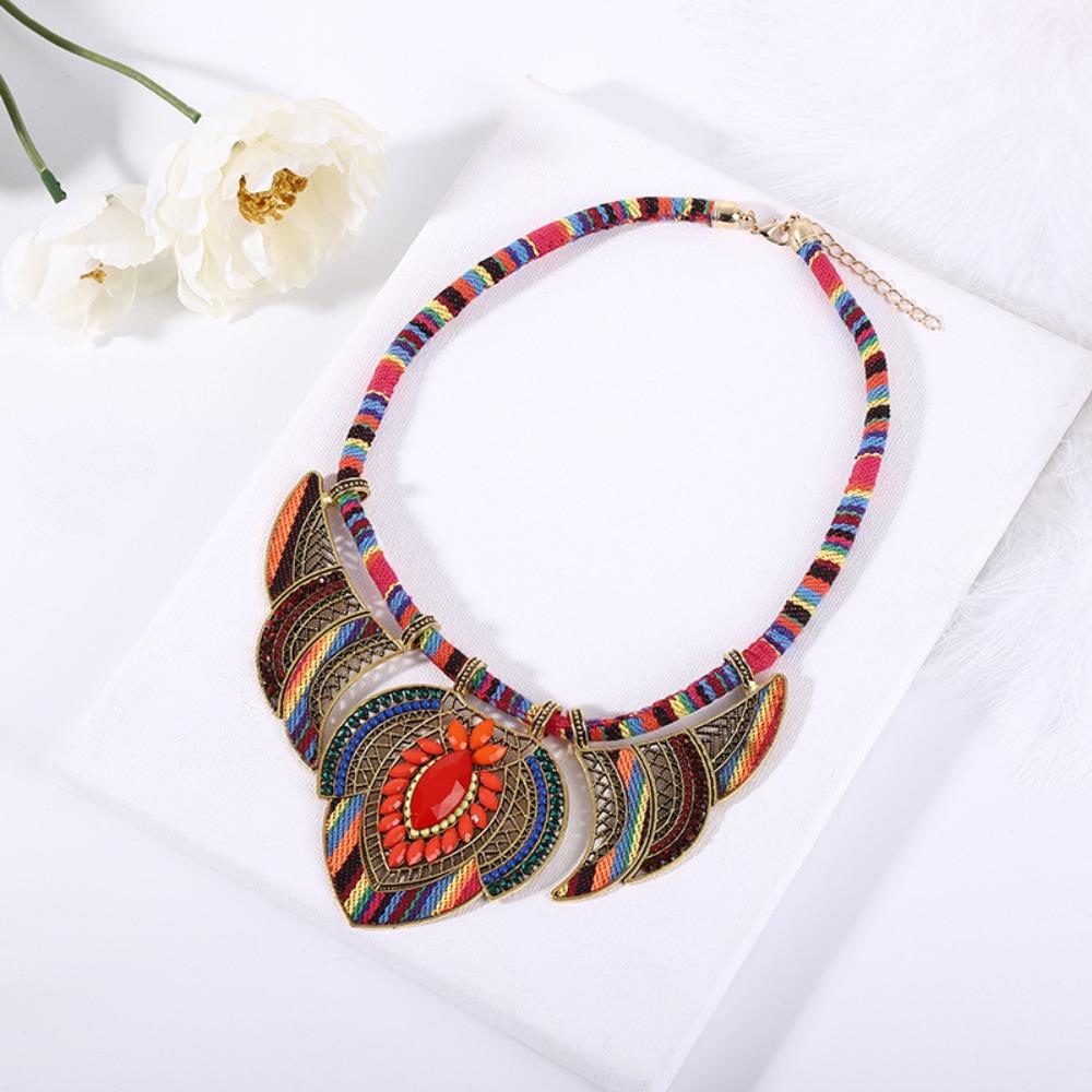 3Pcs/Set Braided Rope Indian Choker Ethnic Style Leisure Necklace Fashion Bohemian Necklace  Ladies