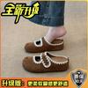Vintage Mori fairy wind bag head half slippers female outer wear 2025 autumn with skirt Muller shoes Mary Jane sandals