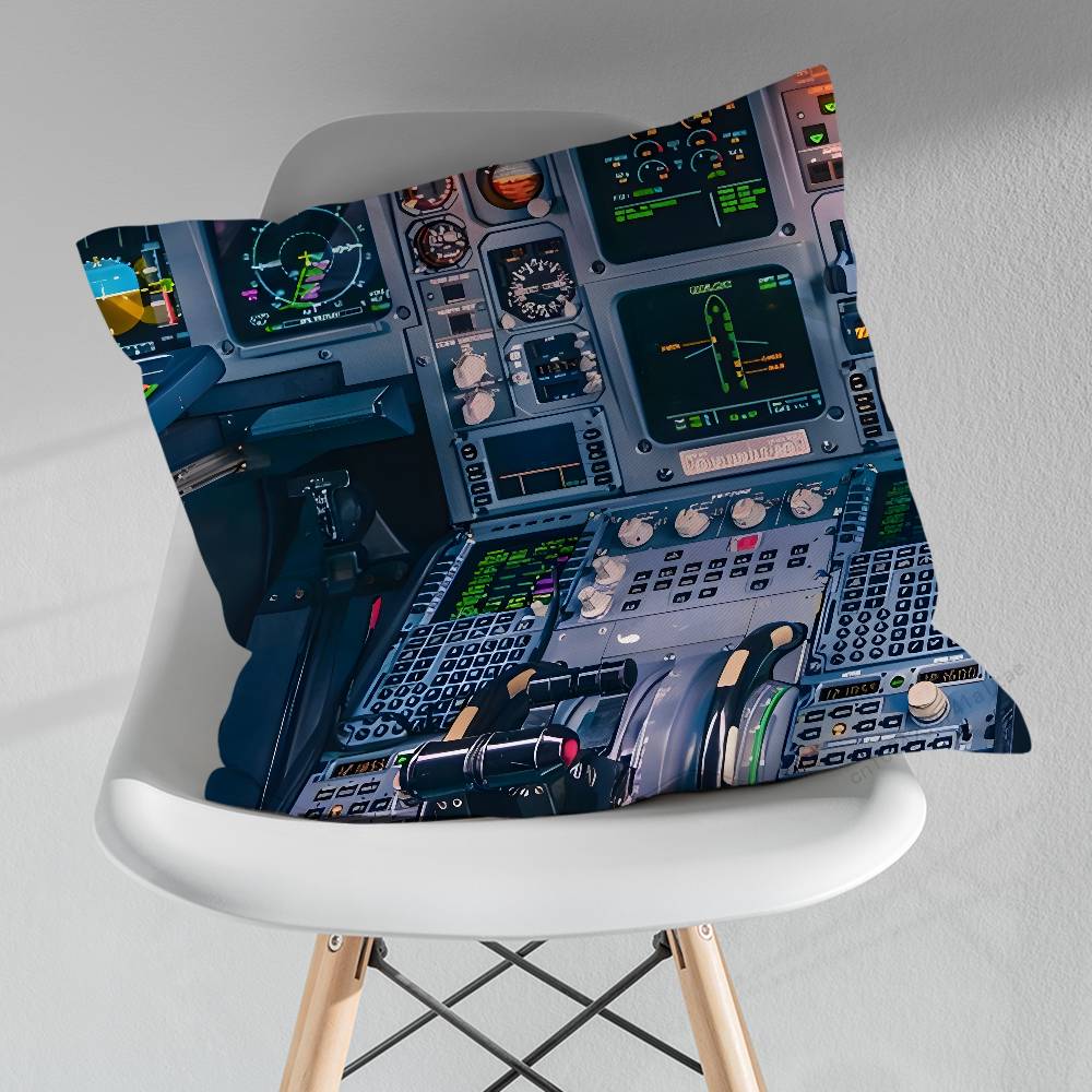 Aviation Cockpit Dashboard Throw Pillow Case Living Room Sofa Cushion Cover For Home Bedroom Decoration Protector