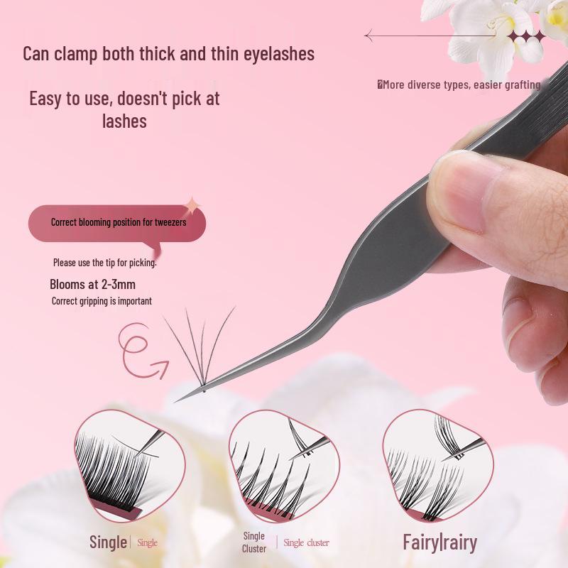 Non-Magnetic Heat-Treated Precision Eyelash Tweezers for Lash Artists - Chinese Curved for Grafting, Blooming, and Separating.