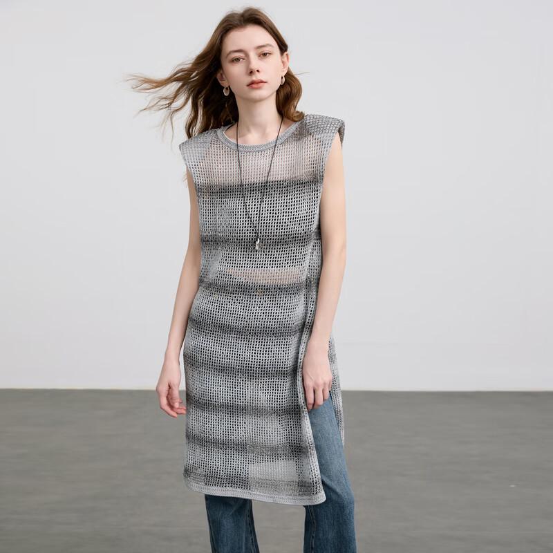 

Sancai 2025 Summer Round Neck Loose Fit Striped Knit Dress M