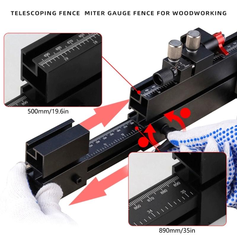 Woodworkers Extendable T Slot Track with Quick Positioning 0.05mm Fine Adjustment, 1390g Weight for Woodworking Tablesaw