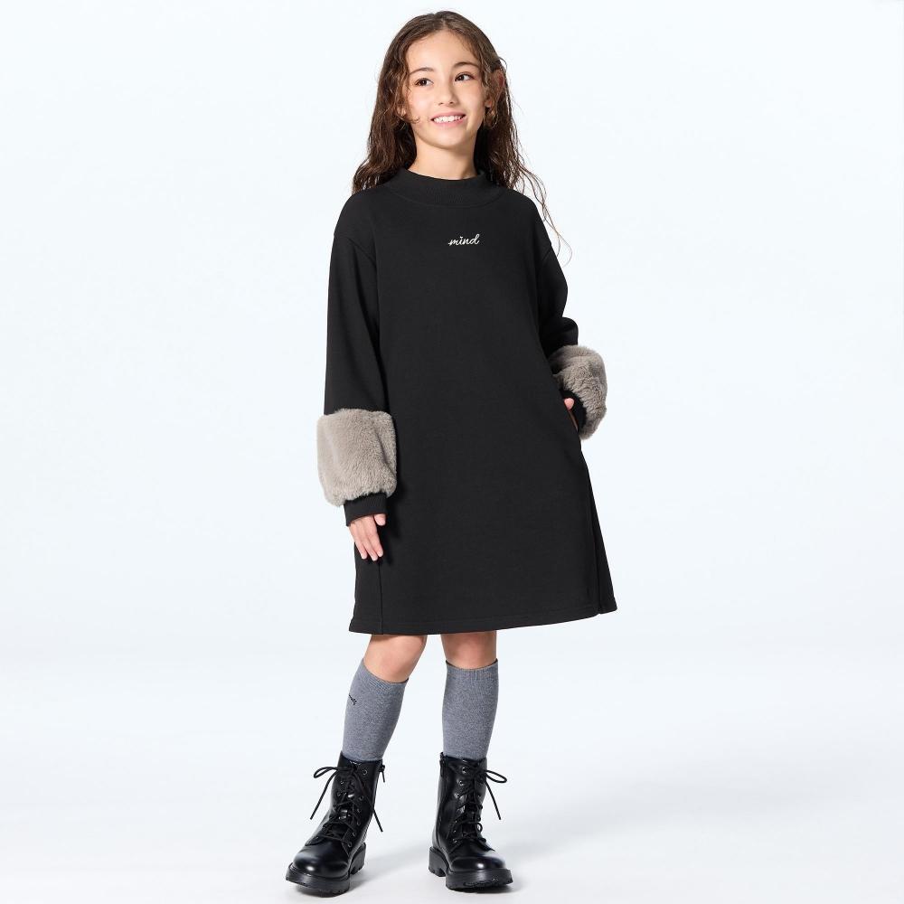 

Платье-свитер с пушистыми рукавами для девочек Gu By Uniqlo 09 BLACK/100cm