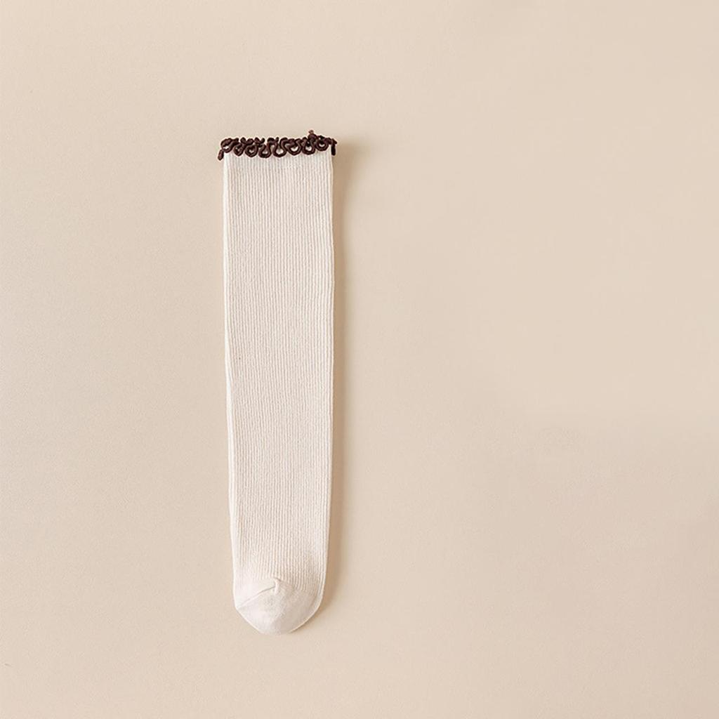 4-8J Süße Rüschen Mädchen Lange Socken Einfarbige Gestrickte Kniestrümpfe Frühling Herbst Kinder Baumwollsocken