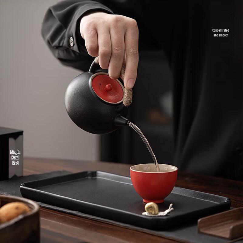 Zhi Zhe Jue Qi Chinese Red Ceramic Teaware Set