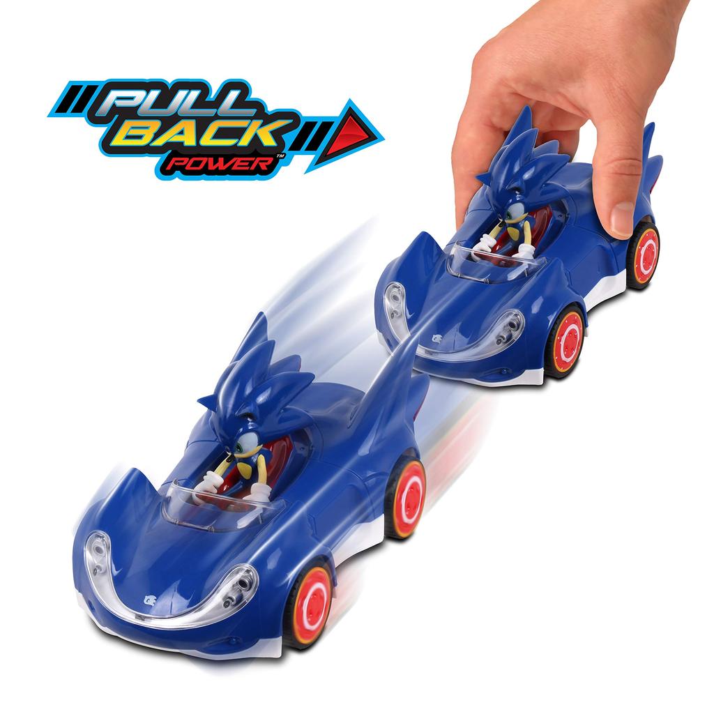 NKOK Sonic the Hedgehog All-Stars Racing Figura de Ação de Puxar para Trás - Pequeno, Azul